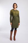Weird Fish Blakely Fair Isle Knitted Dress in Winter Green