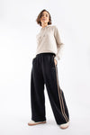 Weird Fish Ivy Jersey Wide Leg Trousers in Black