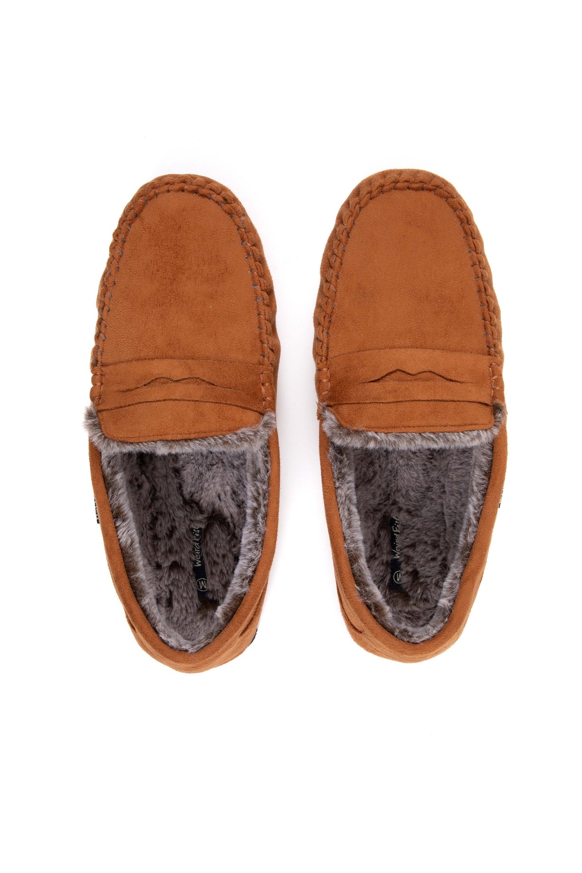 Weird Fish Hector Suede Style Moccasin Slippers in Tan