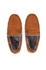 Weird Fish Hector Suede Style Moccasin Slippers in Tan