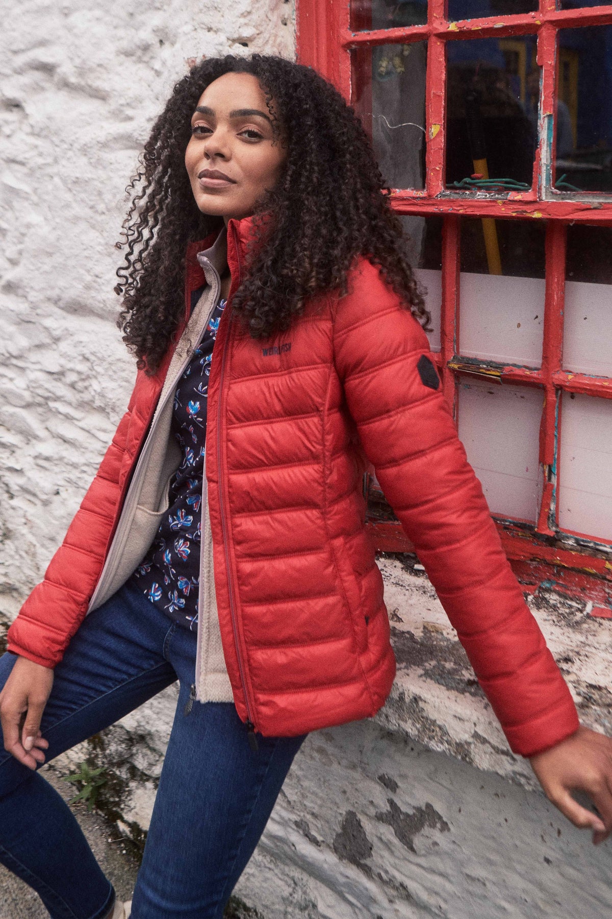 Weird Fish Travellia Lightweight Showerproof Padded Jacket in Pomegranate