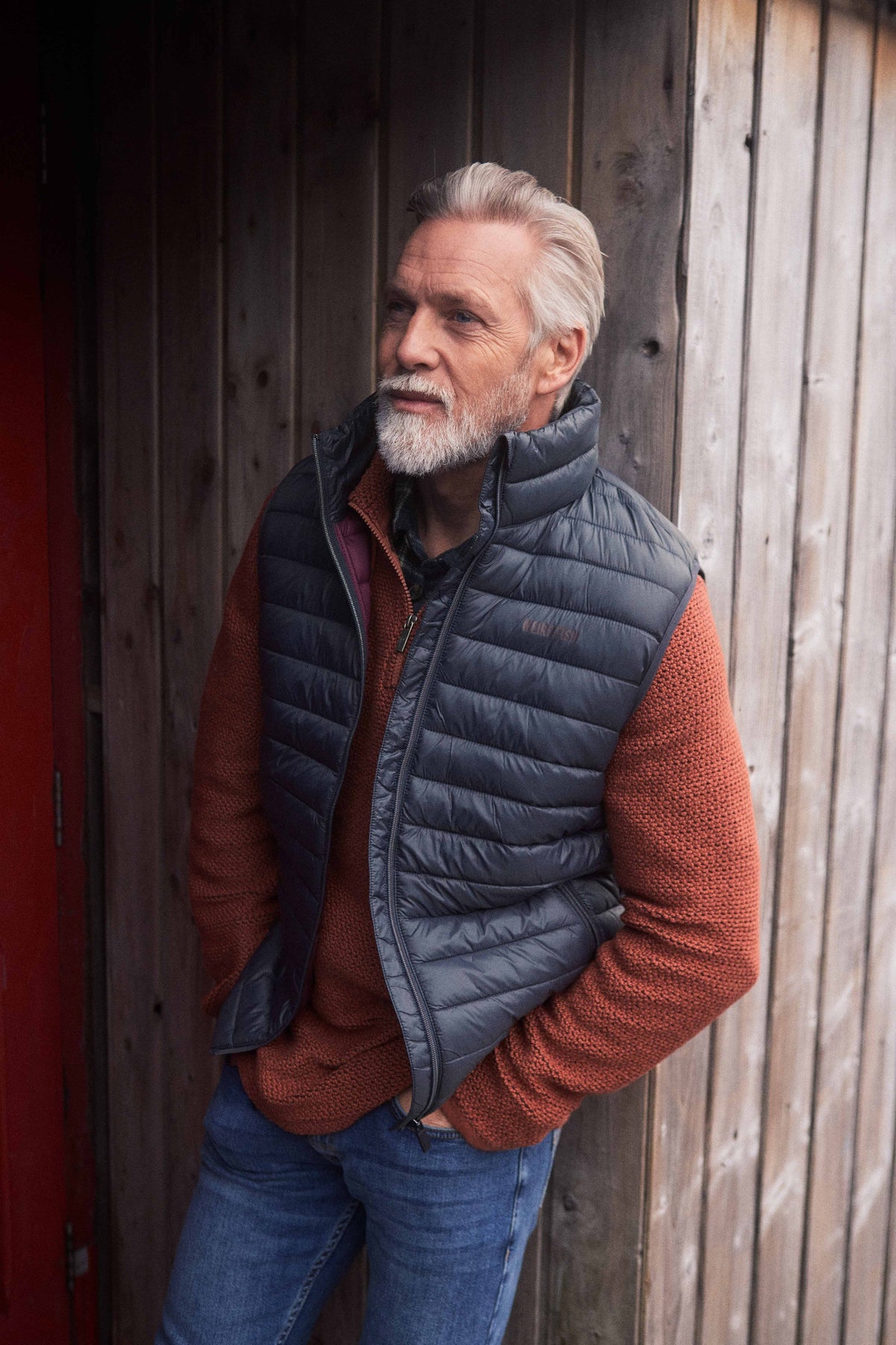 Weird Fish Langtree Lightweight Showerproof Padded Gilet in Navy
