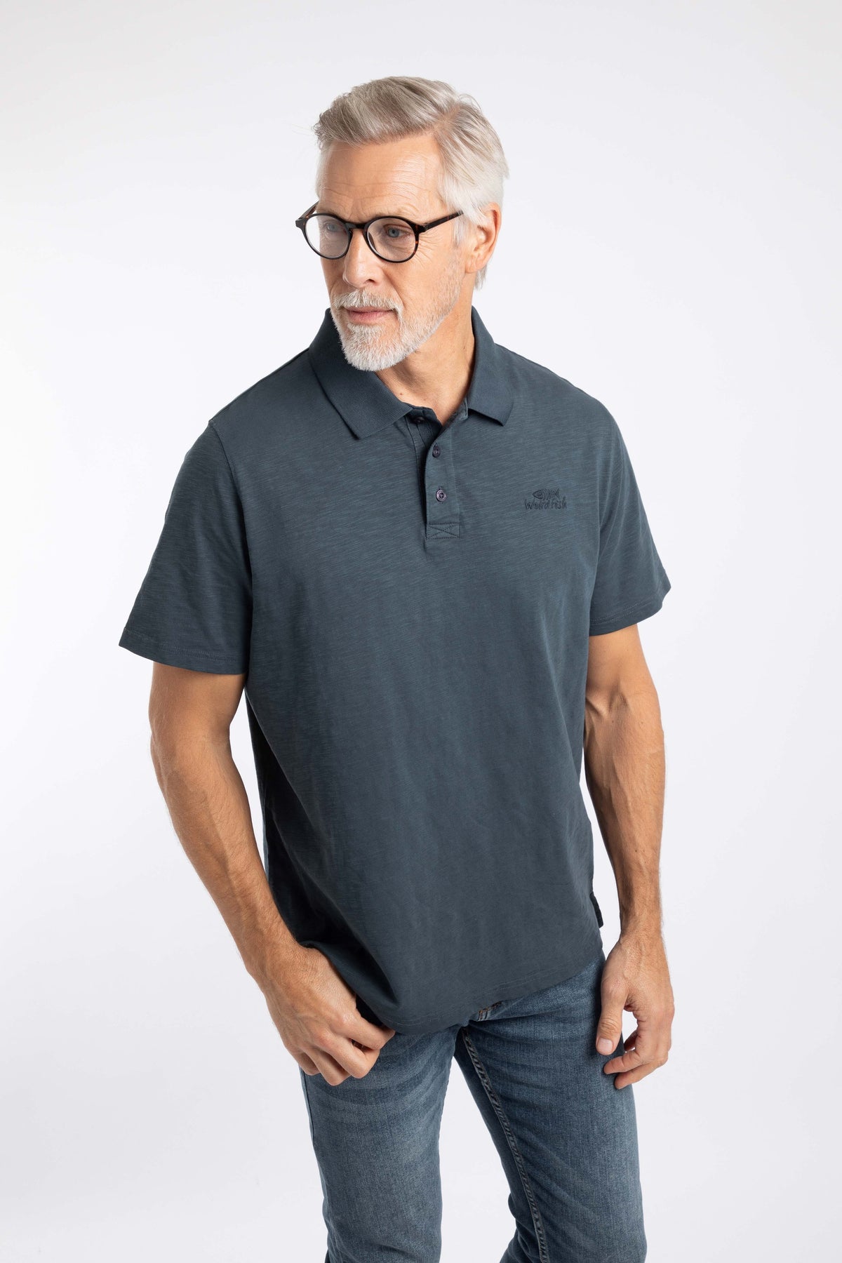 Weird Fish Indy Slub Polo Shirt in Navy