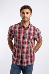 Weird Fish Judd Short Sleeve Check Shirt in Dark Blue