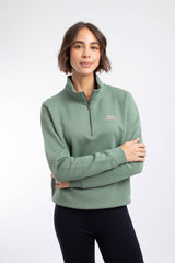Weird Fish Avery 1/4 Zip Sweatshirt in Military Green