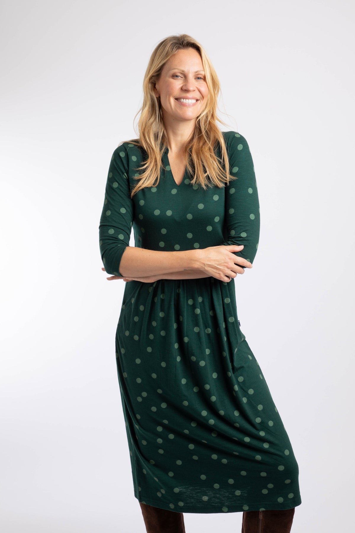 Weird Fish Isolde Printed Jersey Midi Dress in Bamboo