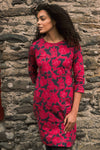 Weird Fish Starshine Printed Jersey Dress in Cranberry