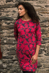 Weird Fish Starshine Printed Jersey Dress in Cranberry