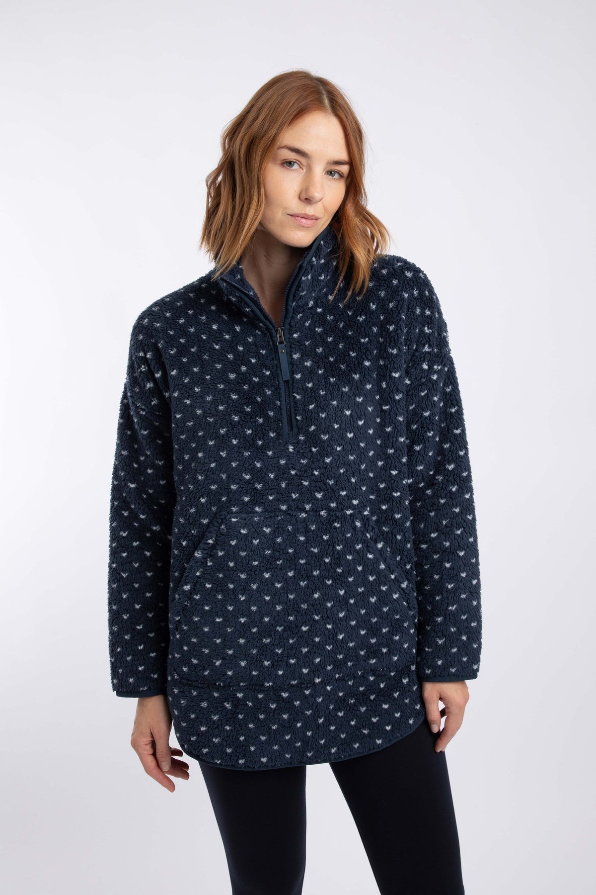 Weird Fish Pikard 1/4 Zip Printed Cosy Fleece in Moonlight Blue