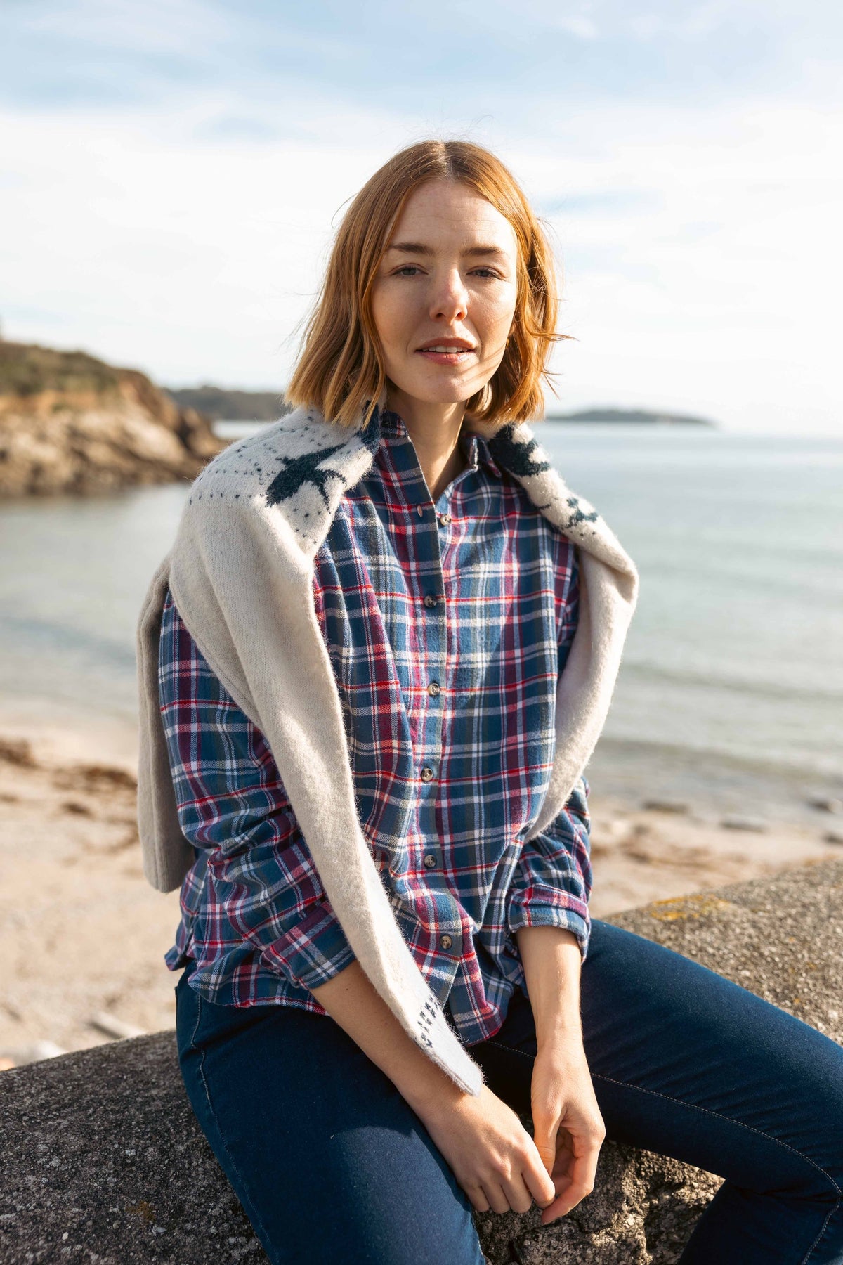 Weird Fish Corin Brushed Check Shirt in Aster Blue