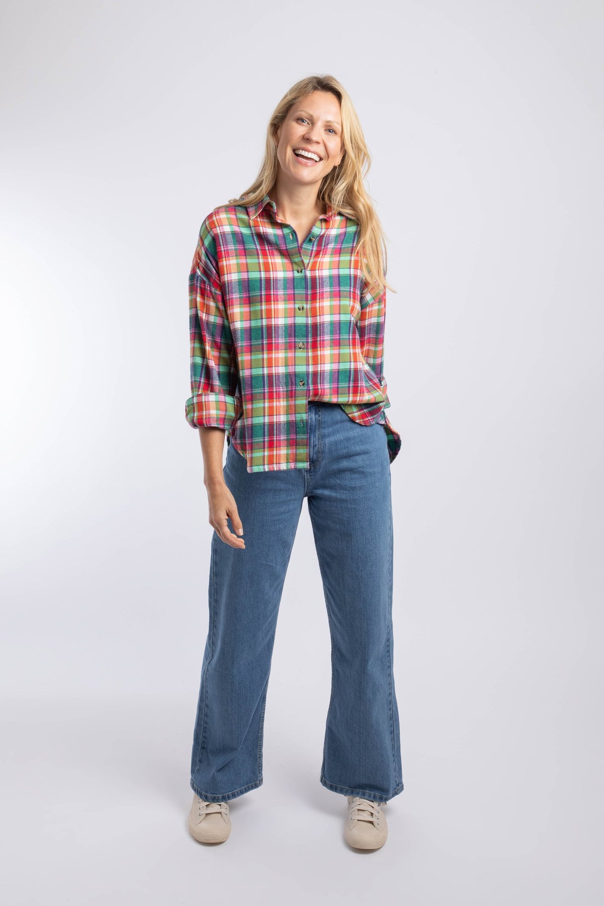 Weird Fish Corin Brushed Check Shirt in Foxglove