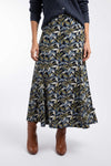 Weird Fish Ares Printed Jersey A-Line Maxi Skirt in Aqua blue
