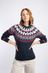Weird Fish Lowell Fair Isle Jumper in Navy