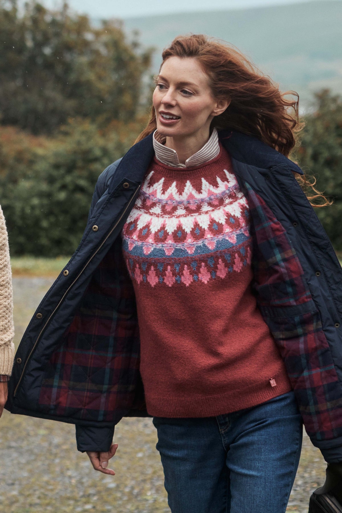 Weird Fish Lowell Fair Isle Jumper in Rhubarb