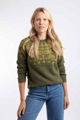 Weird Fish Miska Fair Isle Jumper in Winter Green