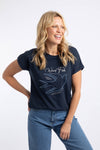 Weird Fish Glide Front Print Graphic T-Shirt in Navy