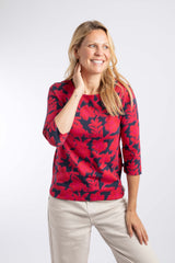 Weird Fish Pinto Printed Jersey T-Shirt in Cranberry