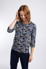 Weird Fish Pinto Printed Jersey T-Shirt in Night Blue