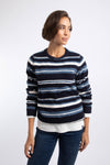 Weird Fish Wanda Cosy Knit Stripe Jumper in Ash Blue