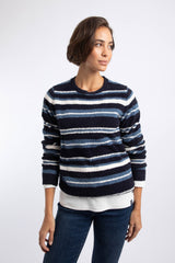 Weird Fish Wanda Cosy Knit Stripe Jumper in Ash Blue