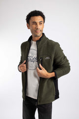 Weird Fish Arnott Full Zip Lined Macaroni Jacket in Deep Lichen Green