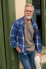 Weird Fish Lando Long Sleeve Check Shirt in Bright Navy