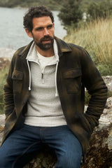 Weird Fish Tyburn Check Fleece Shacket in Olive Moss
