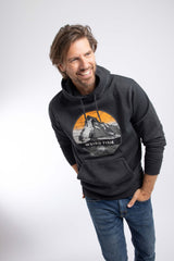 Weird Fish Wills Front Print Graphic Popover Hoodie in Black