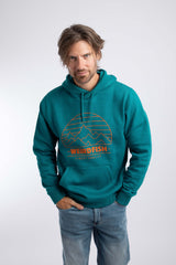 Weird Fish Wills Front Print Graphic Popover Hoodie in Deep Teal