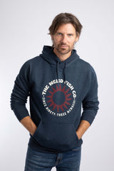 Weird Fish Wills Front Print Graphic Popover Hoodie in Navy