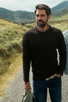 Weird Fish Alford Cable Knit Crew Neck Jumper in HotChocolate