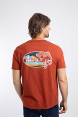 Weird Fish Coarse Fishing Back Print Graphic T-Shirt in Maple Brown