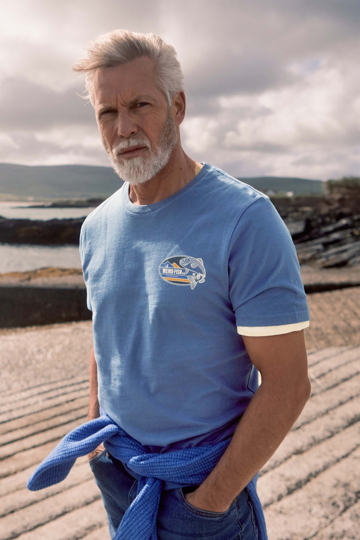 Weird Fish Coarse Fishing Back Print Graphic T-Shirt in Mid Blue