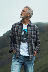 Weird Fish Mountain Top Front Print Graphic T-Shirt in Dusty White