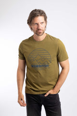 Weird Fish Off Grid Front Print Graphic T-Shirt in Verdun Green