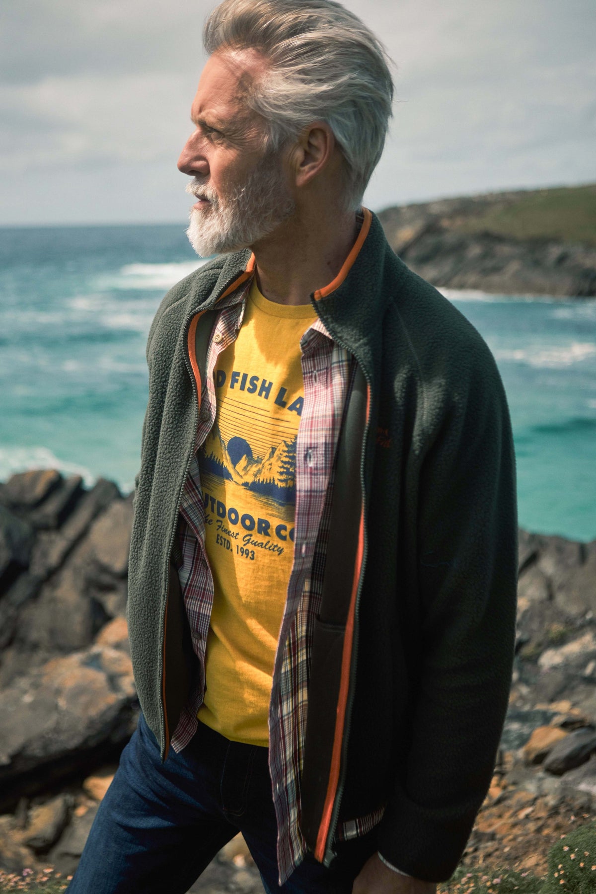 Weird Fish Lakes Front Print Graphic T-Shirt in Rustic Yellow