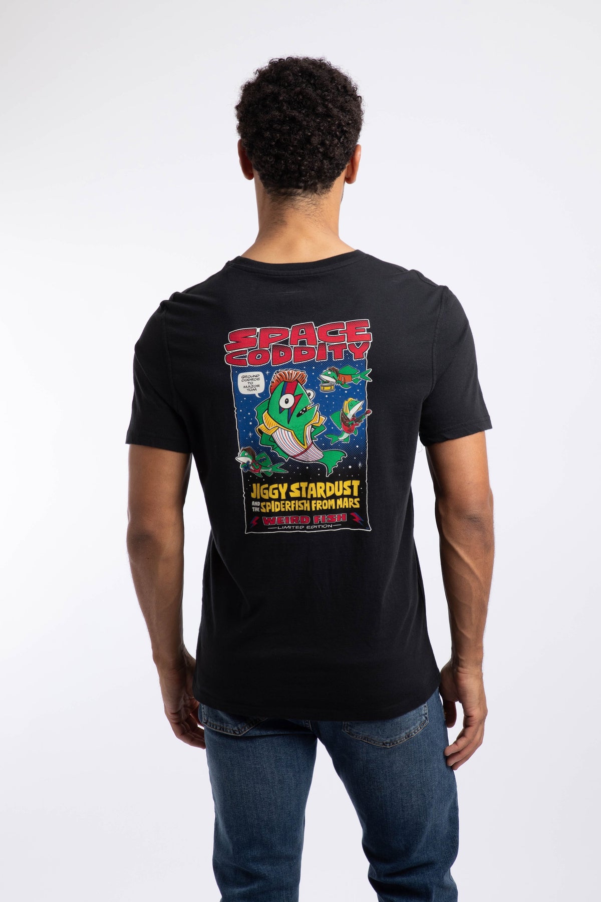 Weird Fish Space Coddity Back Print Artist T-Shirt in Black