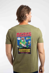 Weird Fish Space Coddity Back Print Artist T-Shirt in Olive Moss