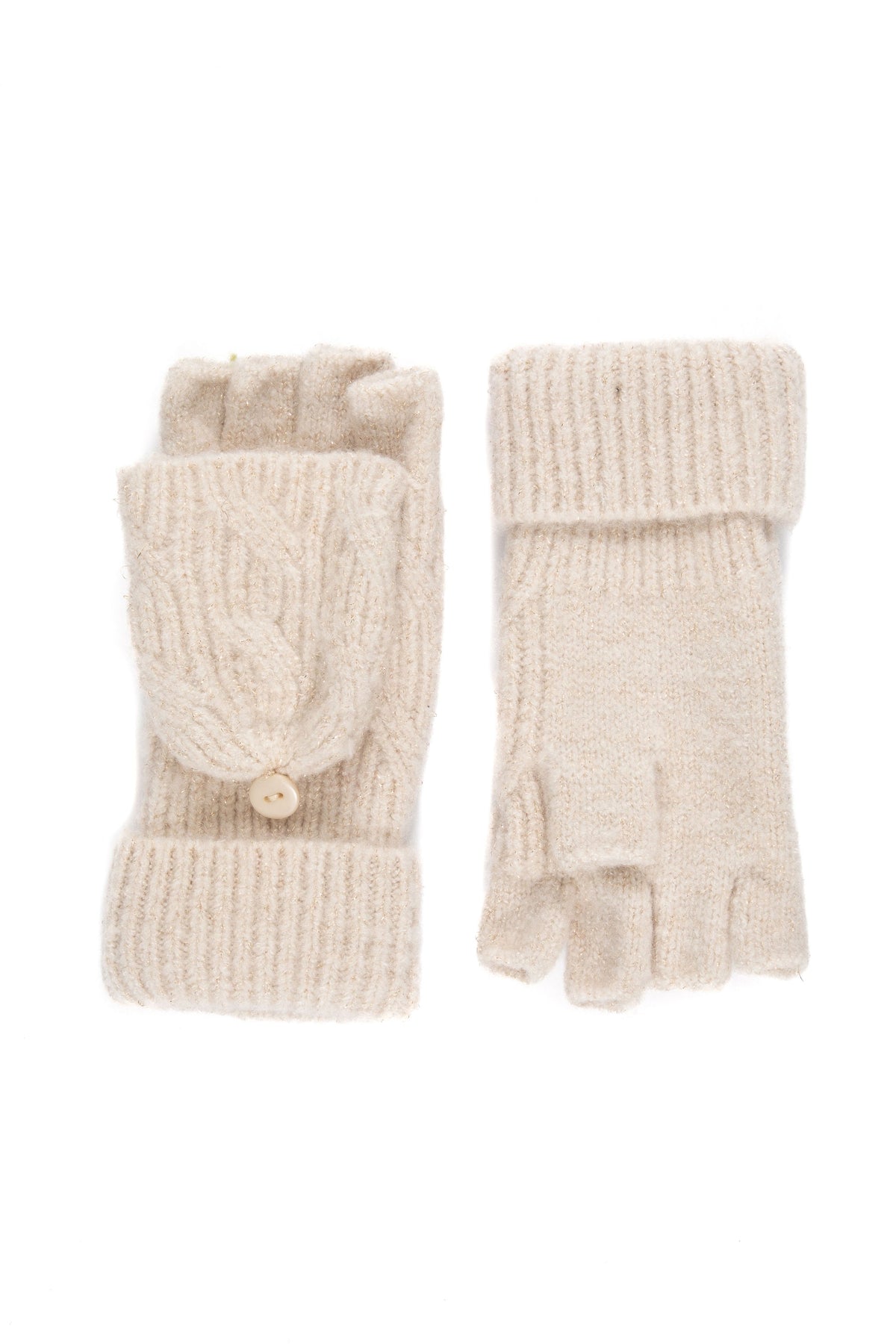 Weird Fish Cassell Sparkle Fingerless Gloves in Chalk