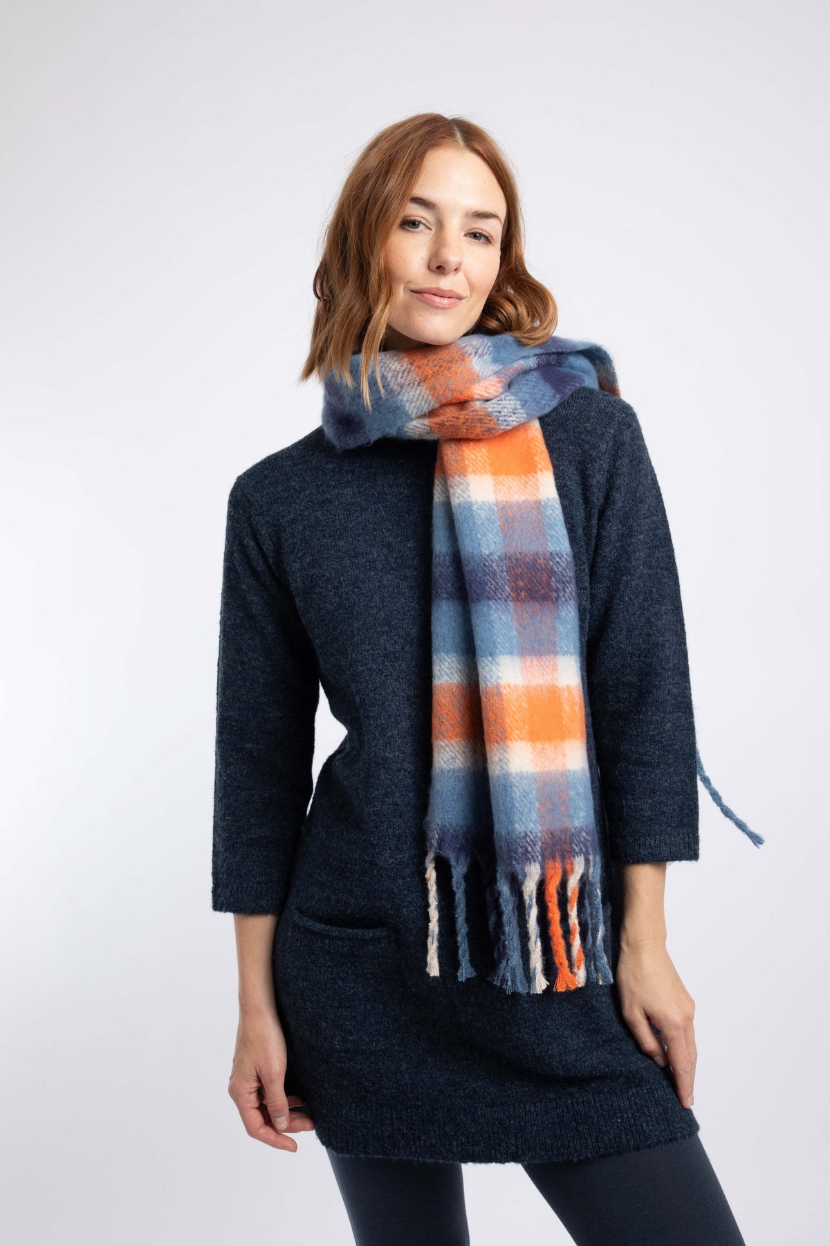 Weird Fish Austell Brushed Blanket Scarf in Mid Blue