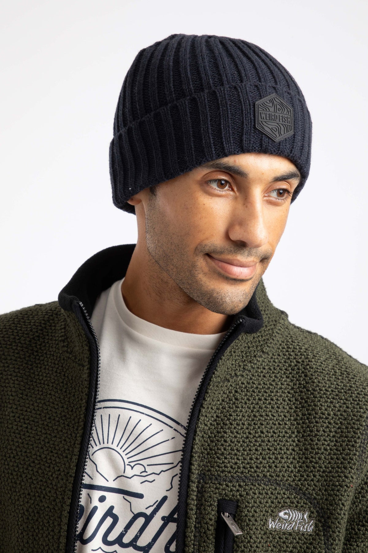 Weird Fish Monreith Beanie Hat in Midnight