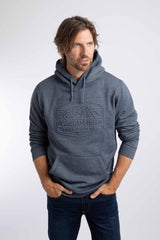 Weird Fish Perranporth Embossed Grindle Hoodie in Navy