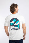Weird Fish Geo Mountains Back Print Graphic T-Shirt in Dusty White