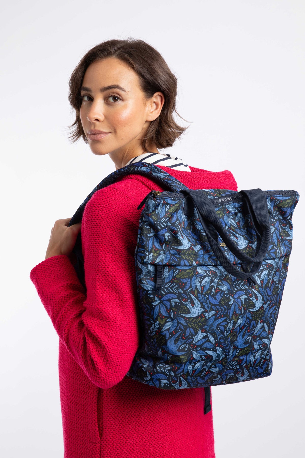 Weird Fish Ekora Printed Backpack in Blue Shine
