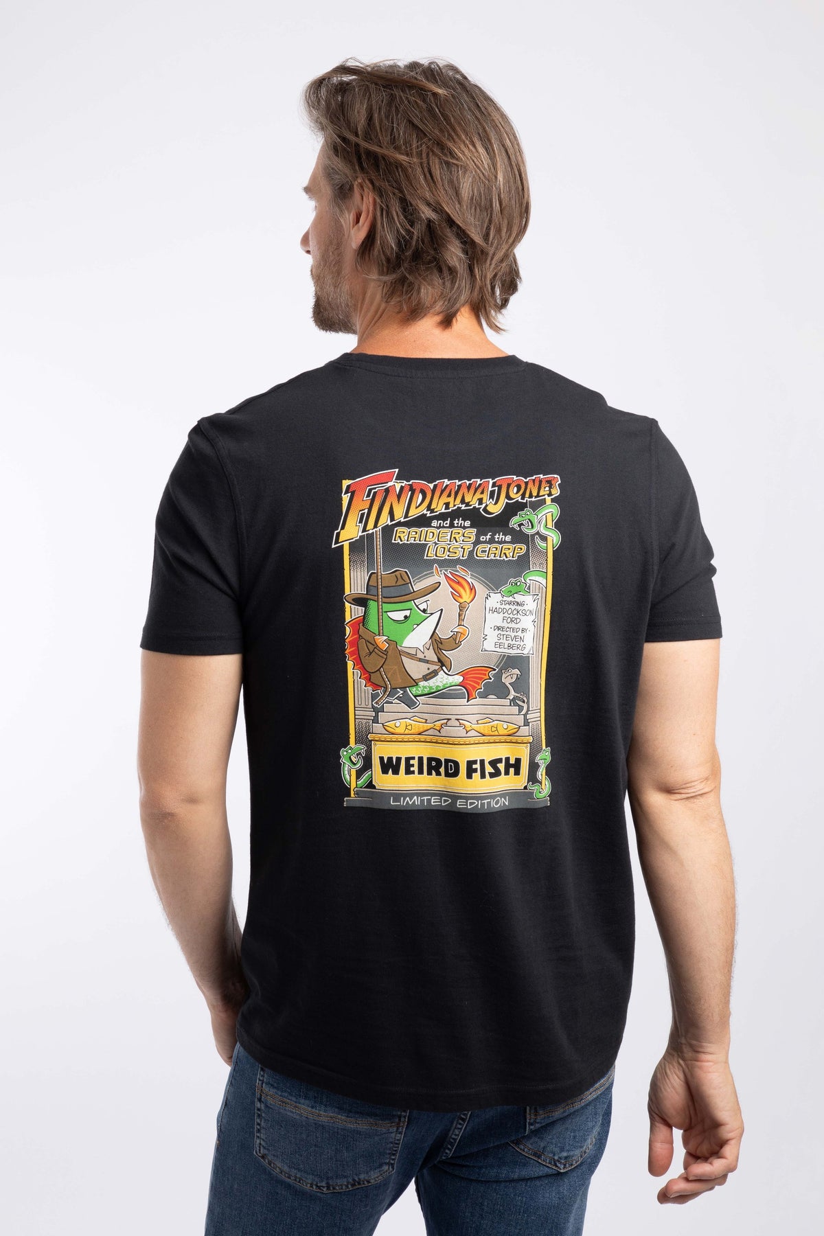 Weird Fish Findiana Jones Back Print Artist T-Shirt in Black