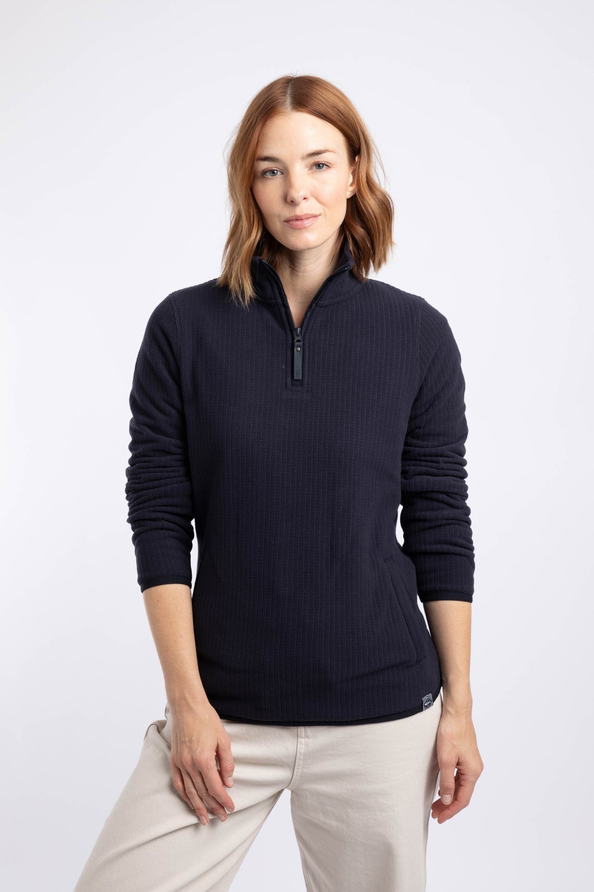 Weird Fish Nola 1/4 Zip Grid Fleece in Midnight