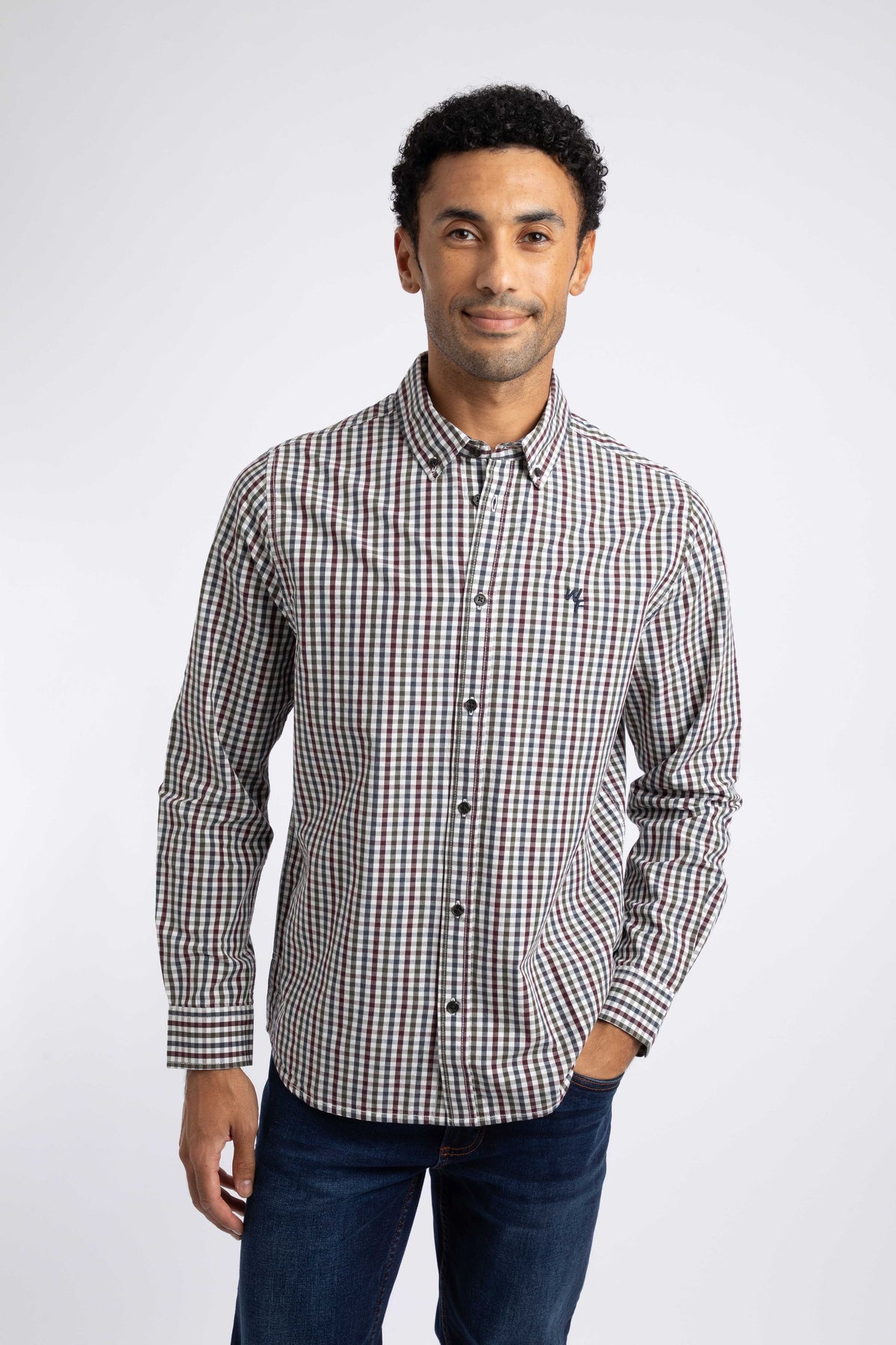Weird Fish Ernest Gingham Shirt in Mulled Wine