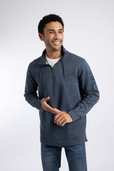 Weird Fish Oakville Graphic 1/4 Zip Sweatshirt in Navy