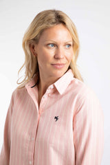 Weird Fish Eira Striped Oxford Shirt in Rose Quartz