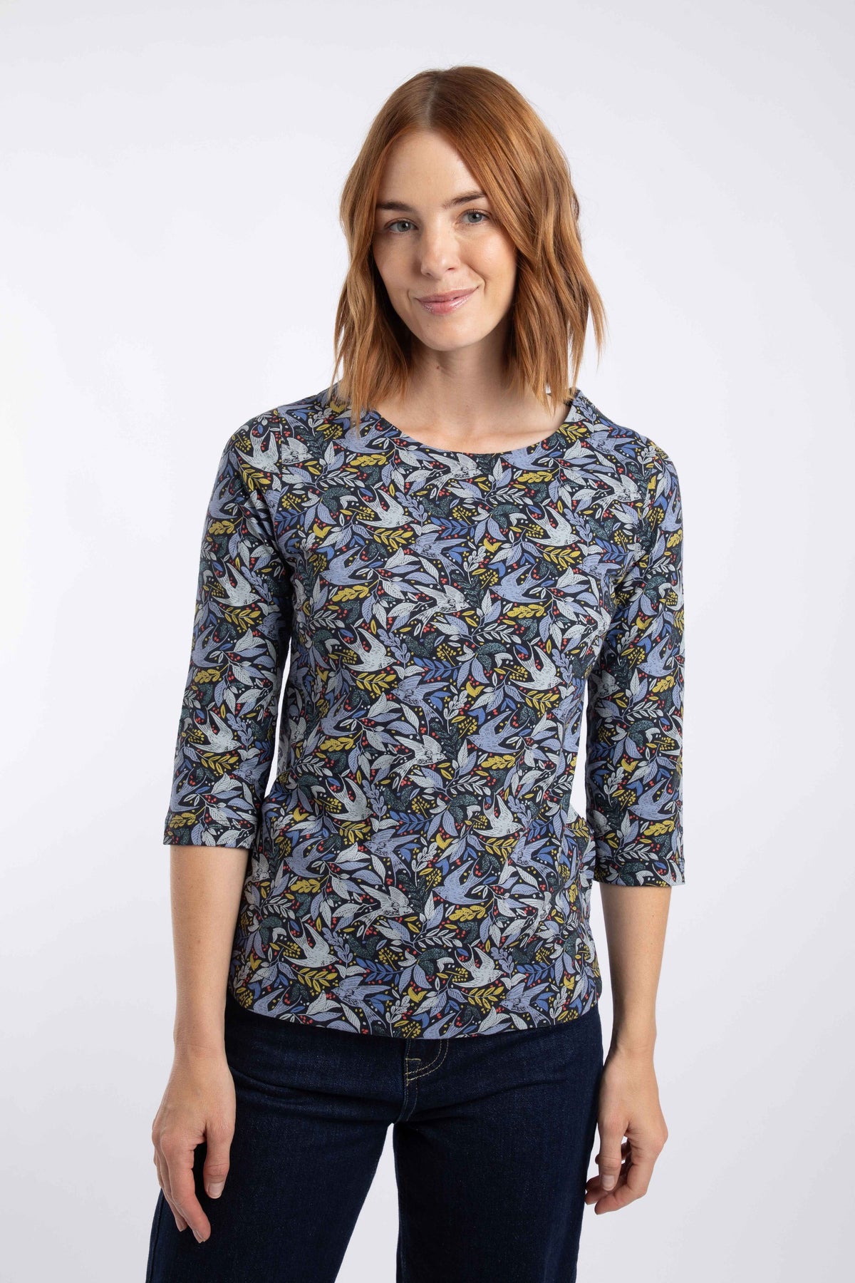 Weird Fish Pipia Printed Sparkle Jersey T-Shirt in Blue Mist